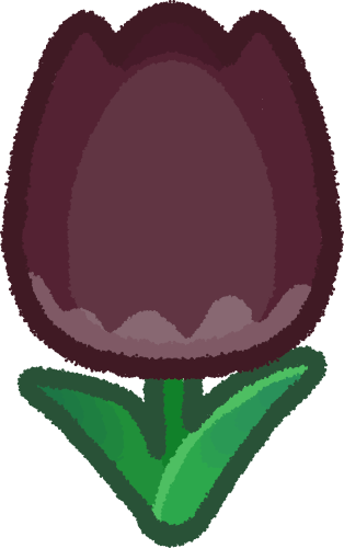 a black tulip on a green stem